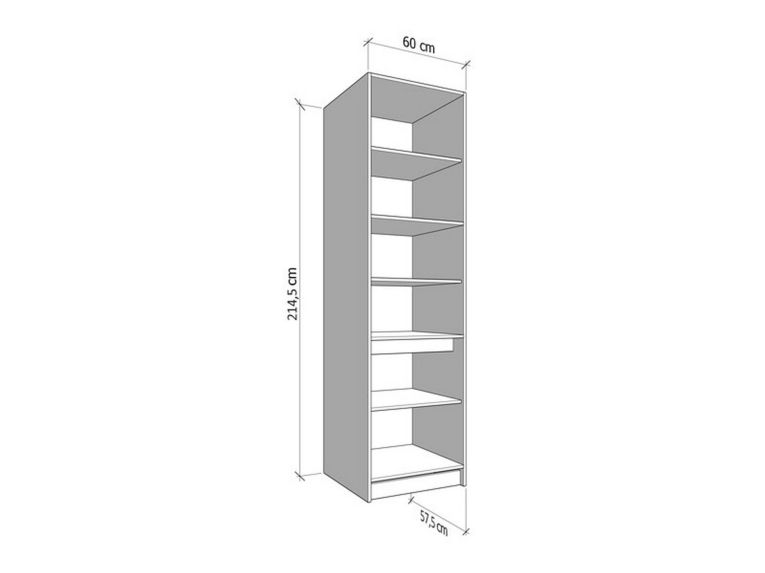 Dispensa da Cucina Bianco Nero 5 Ripiani 3 Ante 60x58x215h cm, Apertura Battente - Falmentaa