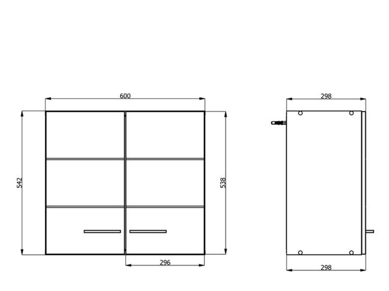 Dispensa da Cucina Bianco Nero un Ripiano 2 Ante 60x30x54h cm, Apertura Battente - Falmenta