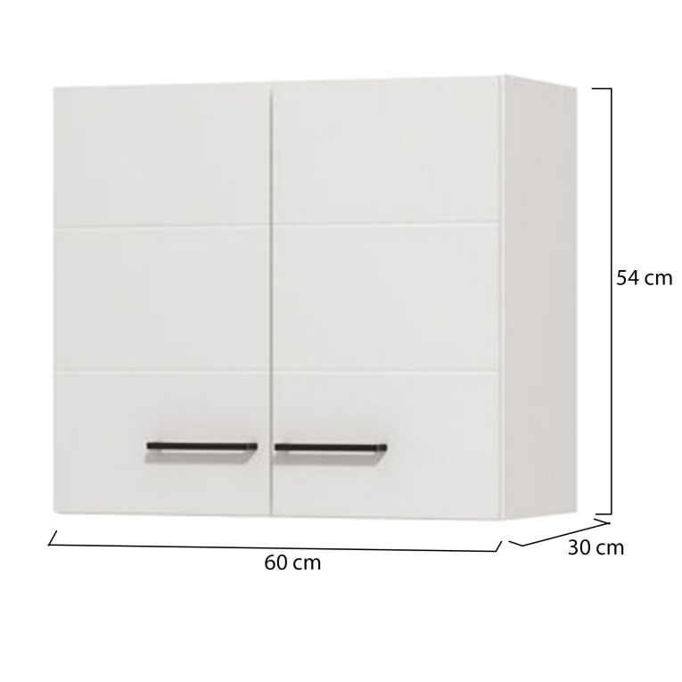Dispensa da Cucina Bianco Nero un Ripiano 2 Ante 60x30x54h cm, Apertura Battente - Falmenta