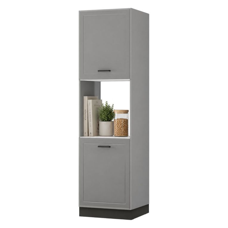 Dispensa da Cucina Grigio Nero 5 Ripiani Apertura Battente 60x58x214h cm, 2 Ante - Mogan