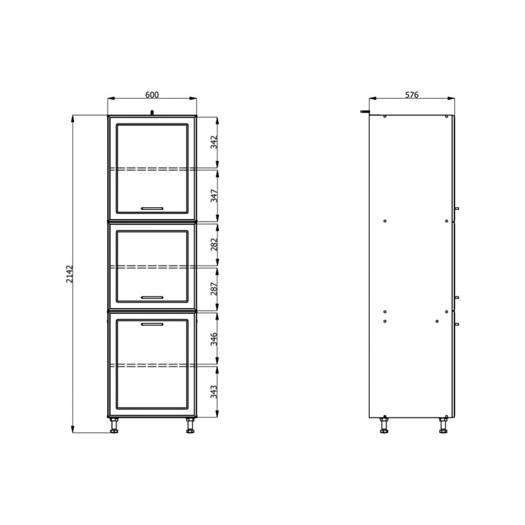 Dispensa da Cucina Grigio Nero 5 Ripiani Apertura Battente 60x58x214h cm, 2 Ante - Mogan
