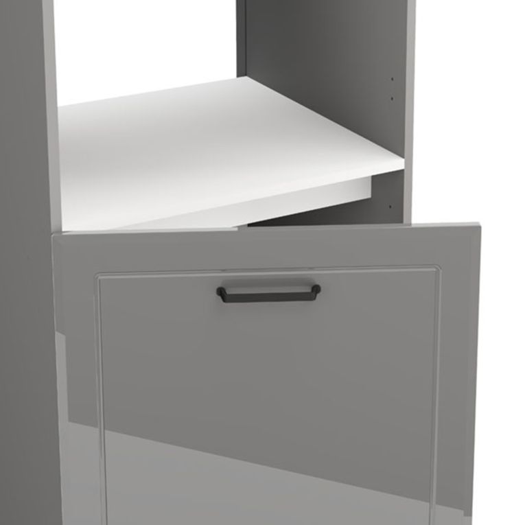 Dispensa da Cucina Grigio Nero 5 Ripiani Apertura Battente 60x58x214h cm, 2 Ante - Mogan