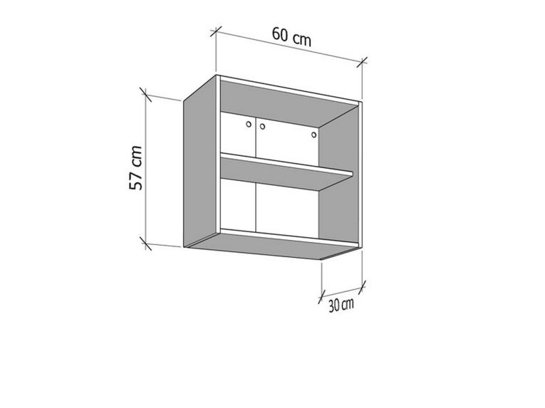 Dispensa da Cucina Grigio un Cassetto un Ripiano 60x30x57h cm, 2 Vani - Moiola