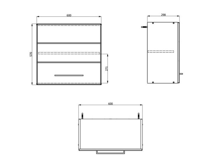 Dispensa da Cucina Grigio un Cassetto un Ripiano 60x30x57h cm, 2 Vani - Moiola