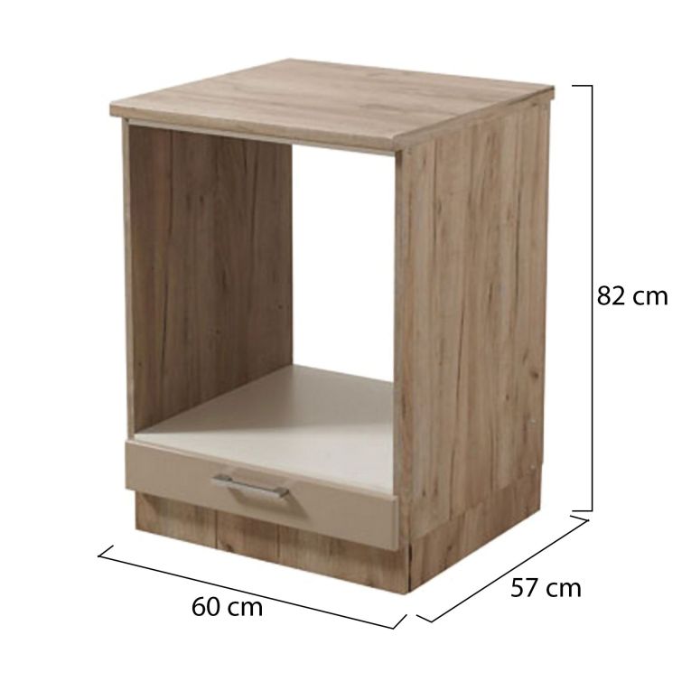 Dispensa da Cucina Marrone Rovere Nodi Beige un Cassetto 2 Ripiani 60x56.5x82h cm, un Vano - Volvera