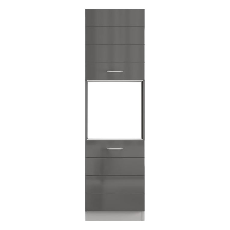 Dispensa da Cucina Nero Antracite Grigio 6 Ripiani Apertura Battente 60x58x214h cm, 3 Ante - Cochem