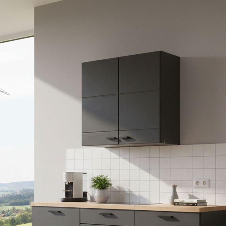 Dispensa da Cucina Nero Antracite un Ripiano 2 Ante 60x30x57h cm, 2 Vani - Palmiano