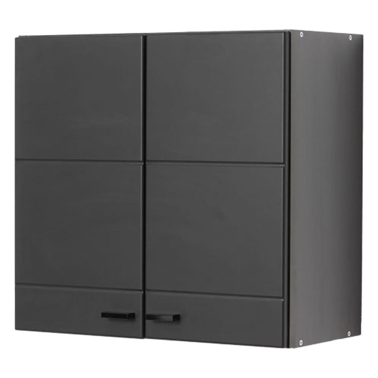 Dispensa da Cucina Nero Antracite un Ripiano 2 Ante 60x30x57h cm, 2 Vani - Palmiano