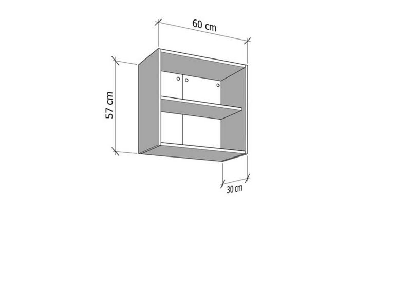 Dispensa da Cucina Nero Antracite un Ripiano 2 Ante 60x30x57h cm, 2 Vani - Palmiano