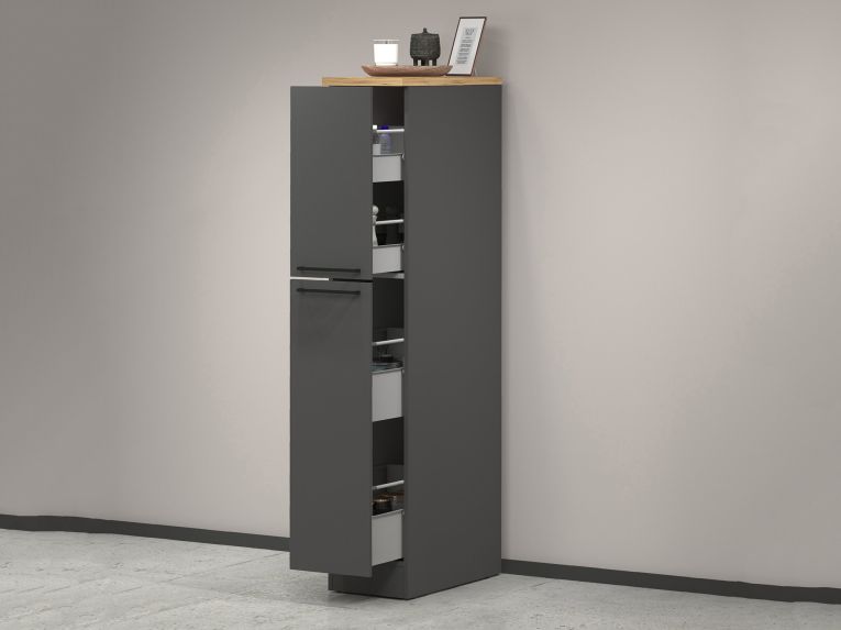 Dispensa multiuso 2 ante 30x165h cm antracite e rovere - Atrax