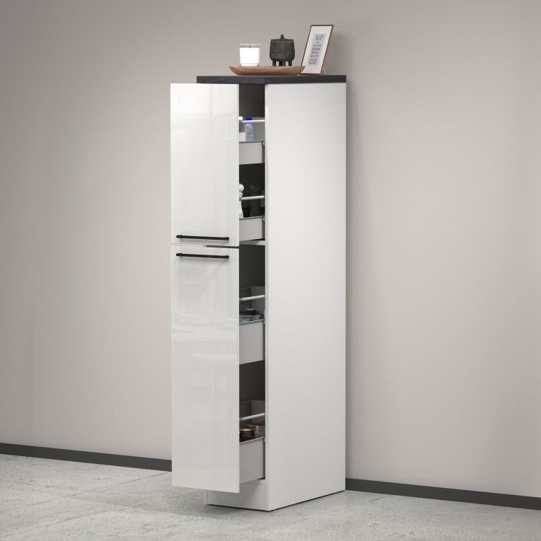Dispensa multiuso 2 ante 30x165h cm bianco lucido e ardesia - Atrax