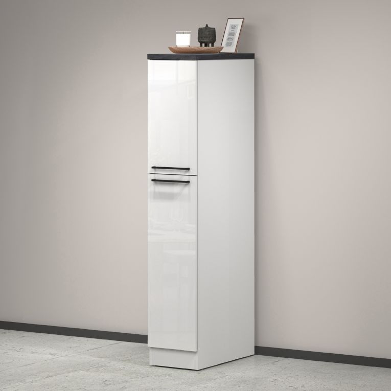Dispensa multiuso 2 ante 30x165h cm bianco lucido e ardesia - Atrax
