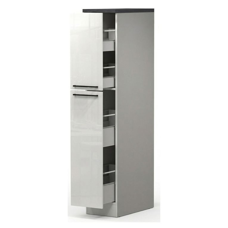 Dispensa multiuso 2 ante 30x165h cm bianco lucido e ardesia - Atrax