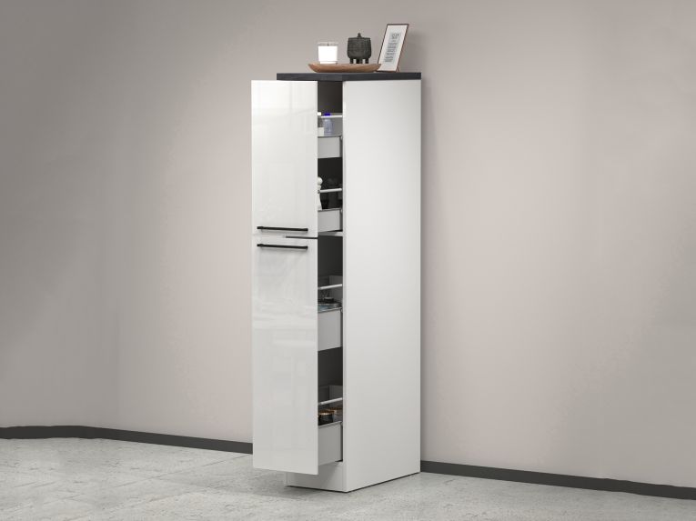 Dispensa multiuso 2 ante 30x165h cm bianco lucido e ardesia - Atrax