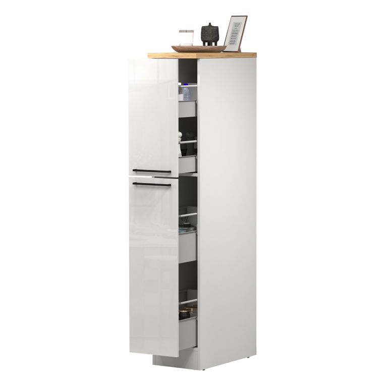 Dispensa multiuso 2 ante 30x165h cm bianco lucido e rovere - Atrax