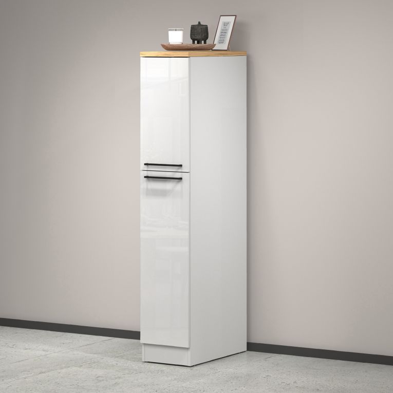 Dispensa multiuso 2 ante 30x165h cm bianco lucido e rovere - Atrax