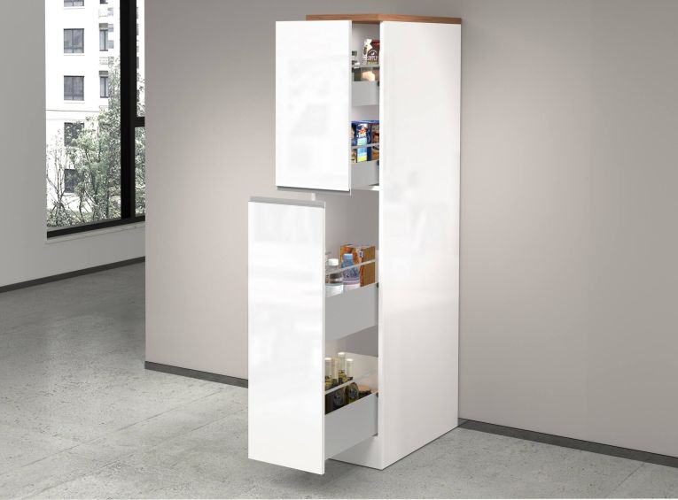 Dispensa multiuso 2 ante 30x165h cm bianco lucido e rovere - Atrax