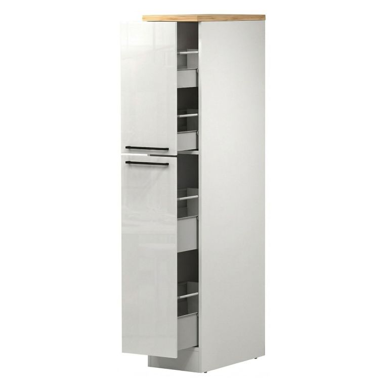Dispensa multiuso 2 ante 30x165h cm bianco lucido e rovere - Atrax