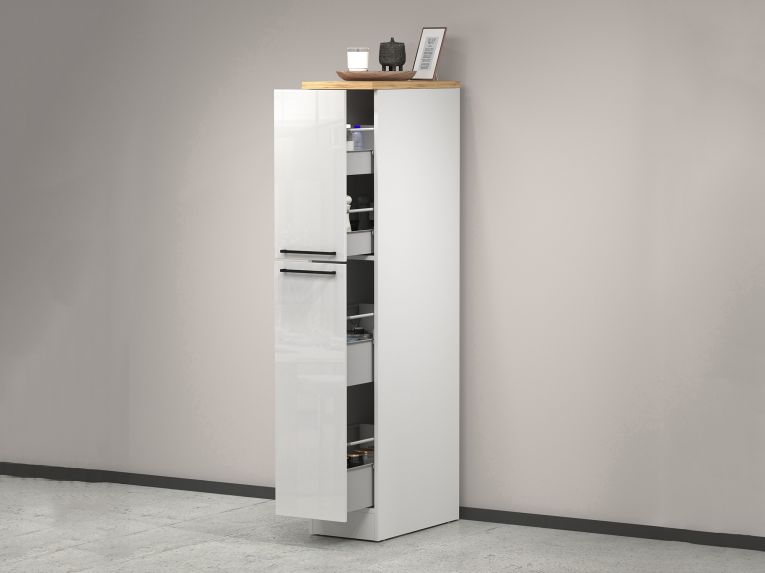Dispensa multiuso 2 ante 30x165h cm bianco lucido e rovere - Atrax