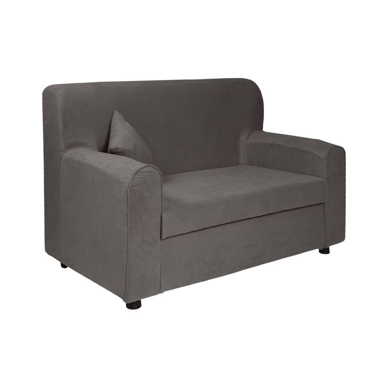 Divano 2 Posti Economico Salvaspazio 125x73x85h cm in Tessuto Grigio Moderno Imbottito per Piccoli Appartamenti e Ufficio con Braccioli – Andreia