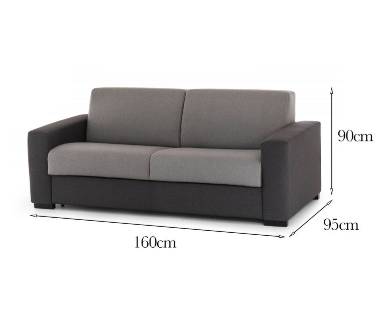 Divano 2 posti grigio e antracite 160x95x90h cm - Malachite