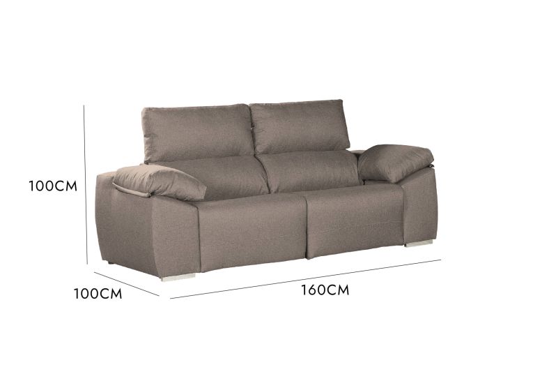 Divano 2 posti tortora 160x100x100h cm - Astrice