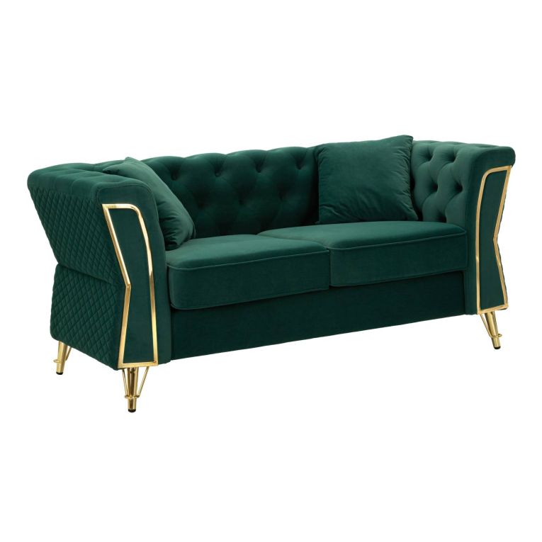 Divano 2 posti verde e oro 162x83x76h cm - Casio