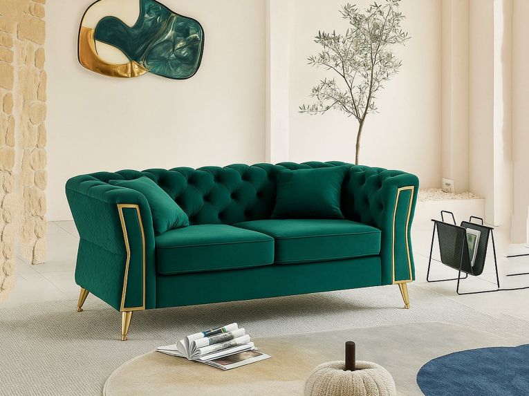 Divano 2 posti verde e oro 162x83x76h cm - Casio