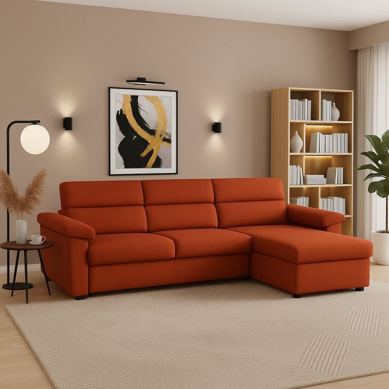 Divano 4 posti arancione 285x160x100h cm - Ceto
