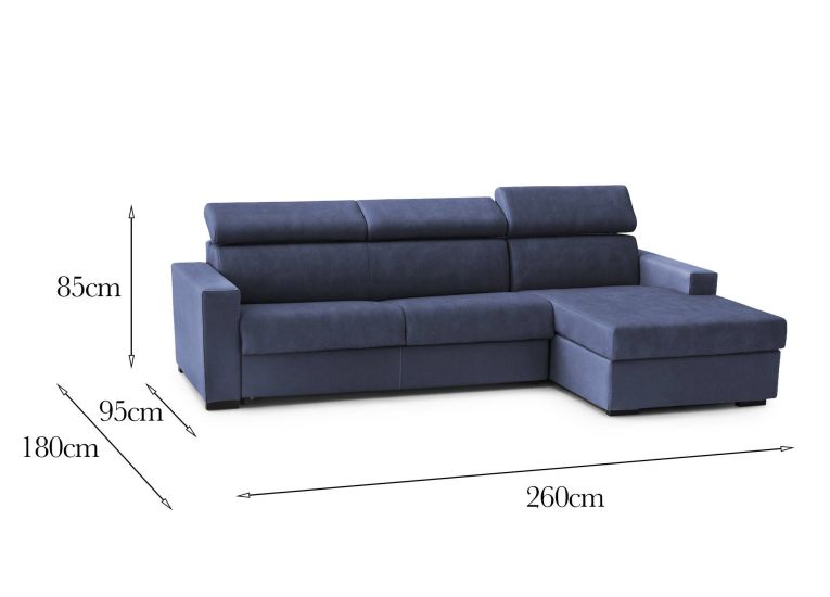 Divano 4 posti blu 260x95x85h cm - Angera