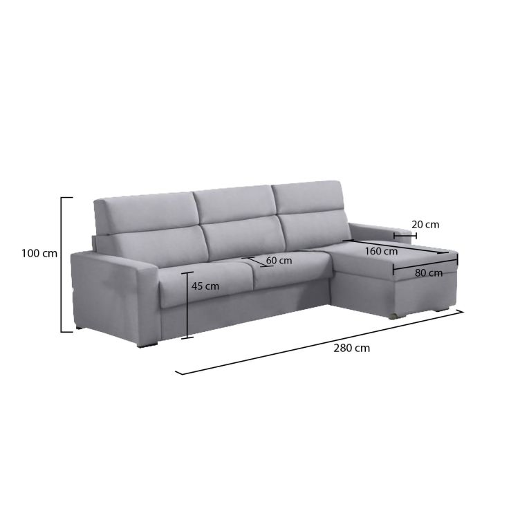 Divano 4 posti grigio 280x160x100h cm - Vigonovo