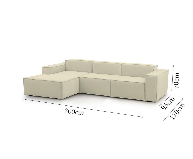 Divano 5 posti beige 300x170x70h cm - Alganibra
