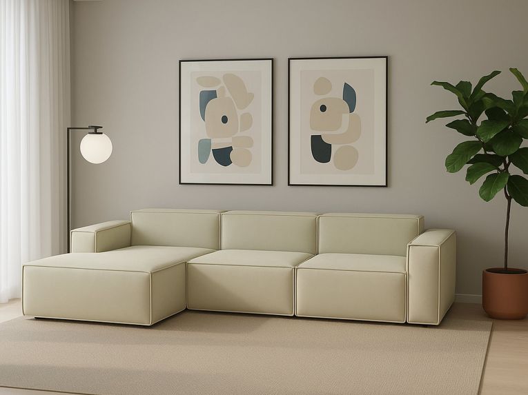 Divano 5 posti beige 300x170x70h cm - Alganibra