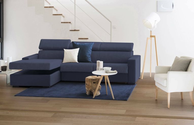Divano ad angolo blu 260x95x85h cm - Aryaly
