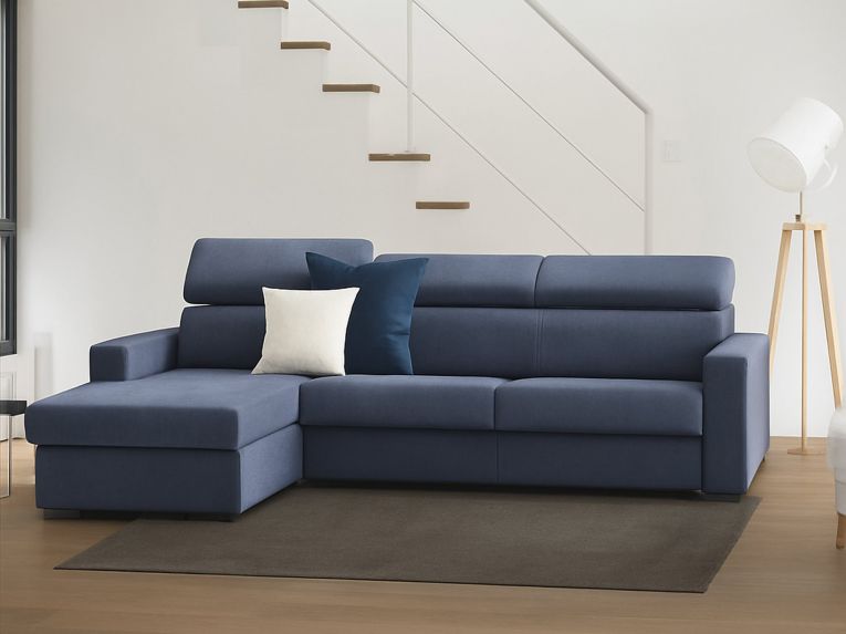 Divano ad angolo blu 260x95x85h cm - Aryaly