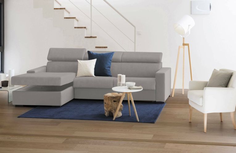Divano ad angolo grigio 280x95x85h cm - Akela