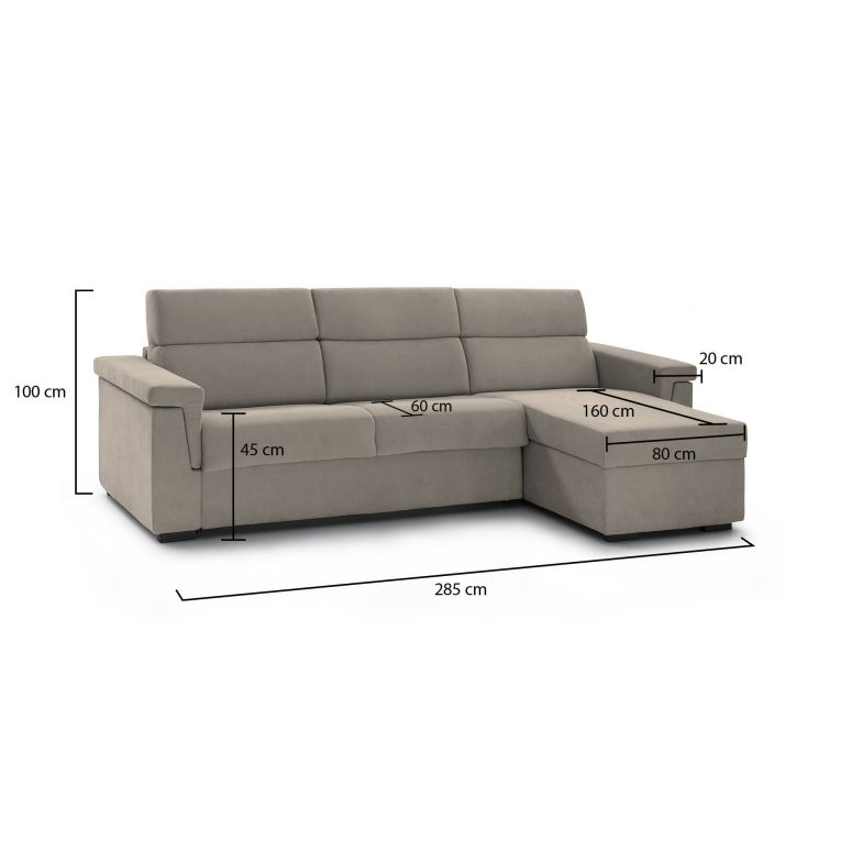Divano angolare tortora 285x160x100h cm - Cintano