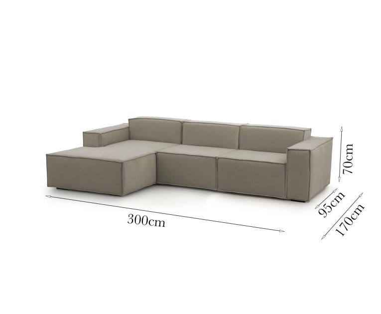 Divano angolare tortora 300x170x70h cm - Alganibra