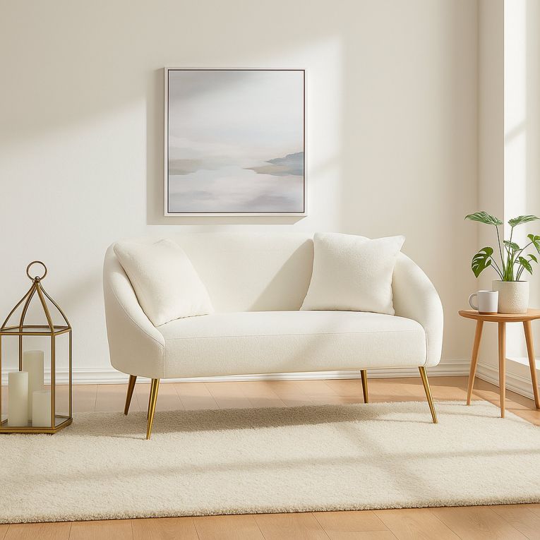 Divano classico bianco e oro 137x69x79h cm - Pittari