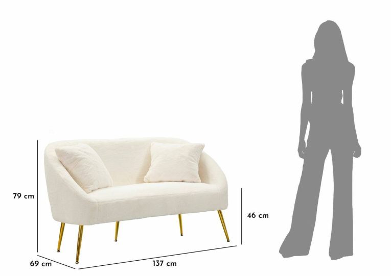 Divano classico bianco e oro 137x69x79h cm - Pittari