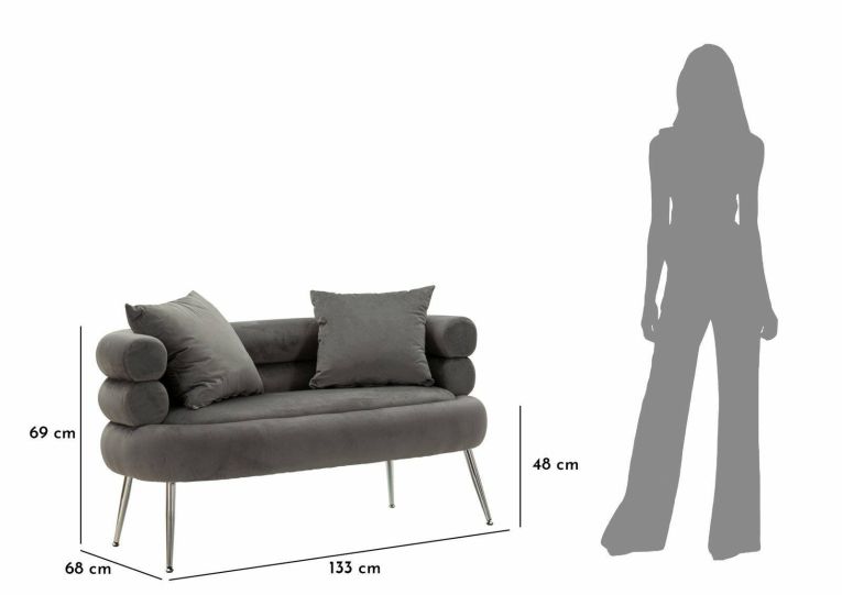 Divano classico grigio e argento 133x68x69h cm - Casier