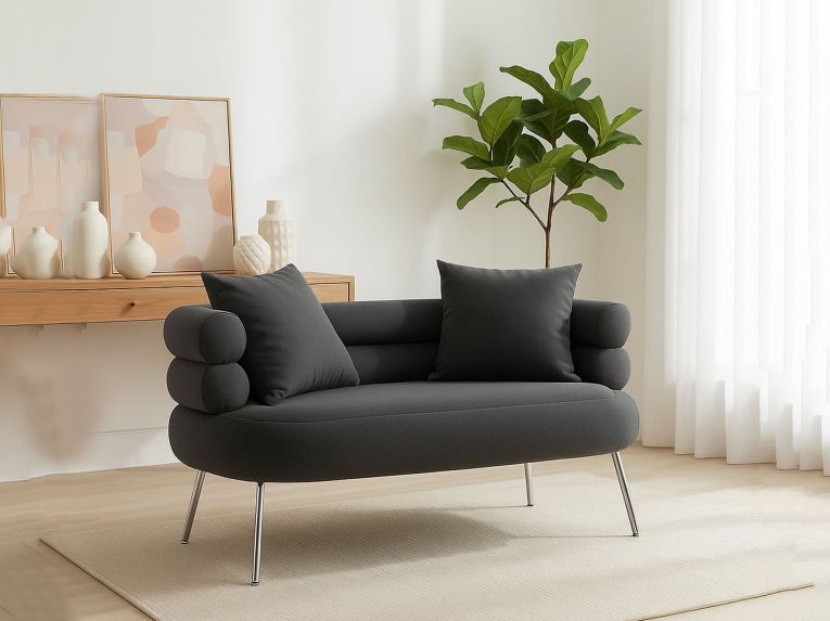 Divano classico grigio e argento 133x68x69h cm - Casier