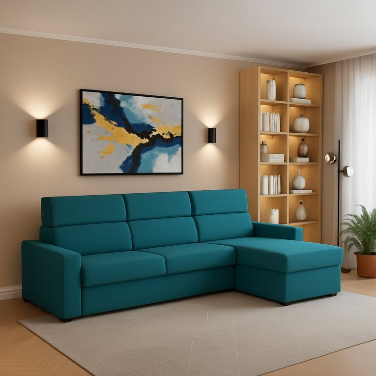 Divano con braccioli azzurro 280x160x100h cm - Vigonovo