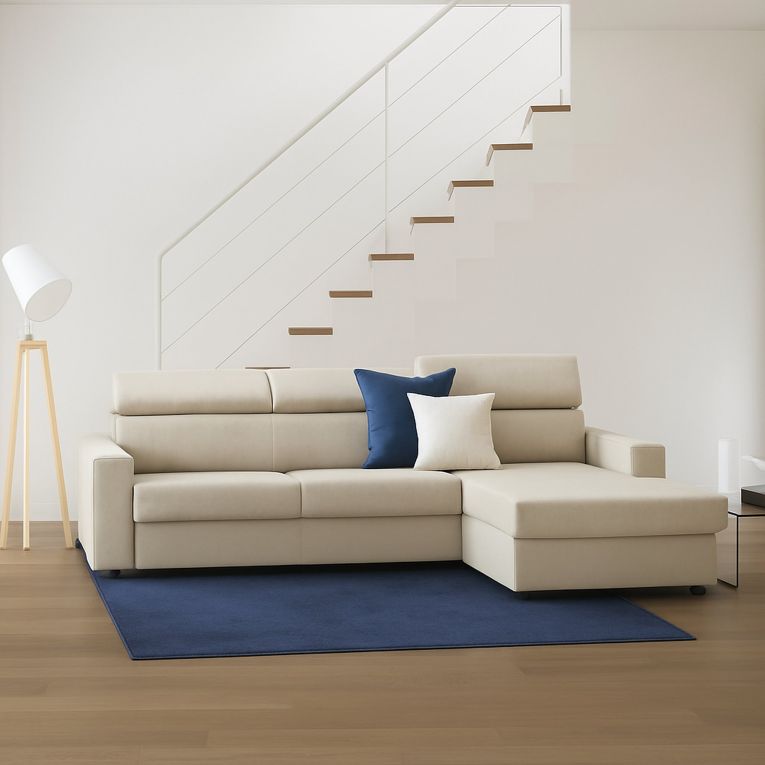 Divano con braccioli beige 260x95x85h cm - Angera