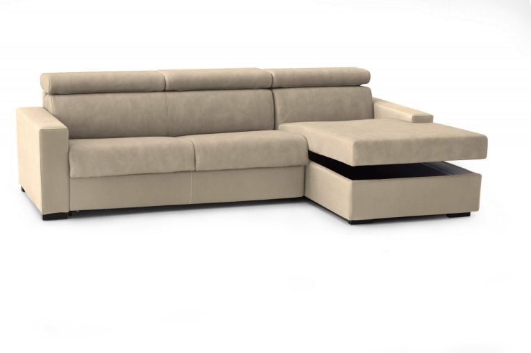 Divano con braccioli beige 260x95x85h cm - Angera