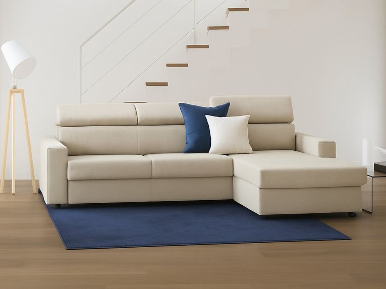 Divano con braccioli beige 260x95x85h cm - Angera