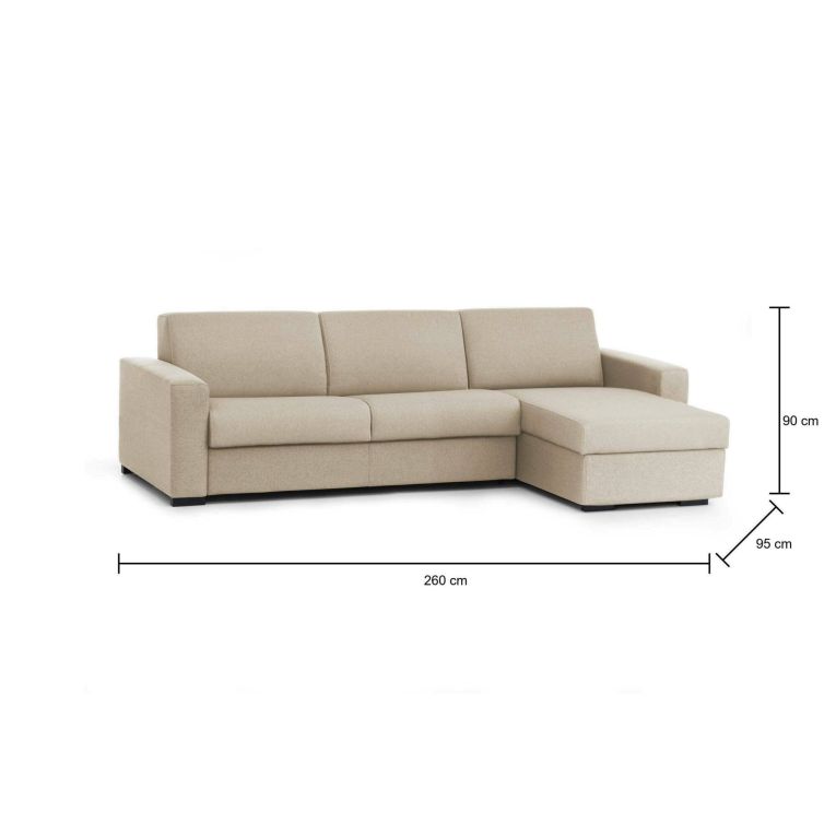 Divano con braccioli beige 260x95x90h cm - Azechiele