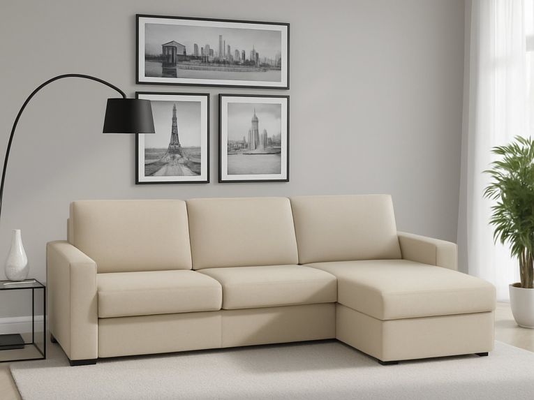 Divano con braccioli beige 260x95x90h cm - Azechiele