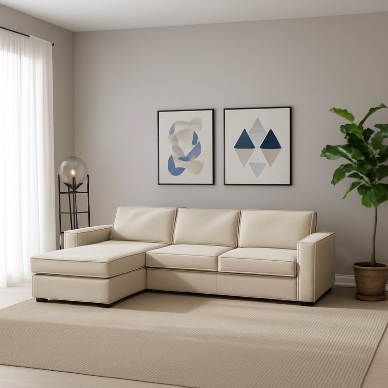 Divano con braccioli beige 280x95x90h cm - Anila