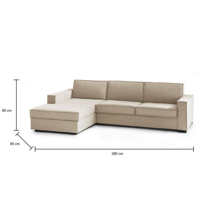 Divano con braccioli beige 280x95x90h cm - Anila